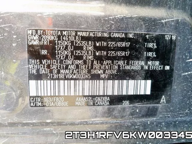 2T3H1RFV6KW003345 фото 2