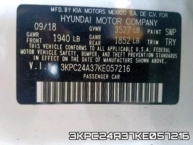 3KPC24A37KE057216 фото 2