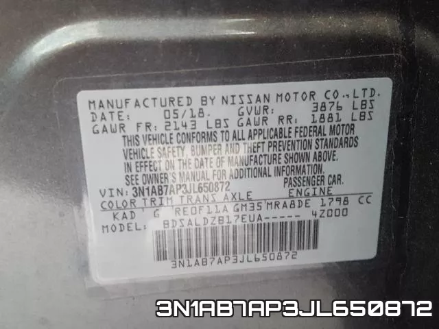 3N1AB7AP3JL650872 фото 2