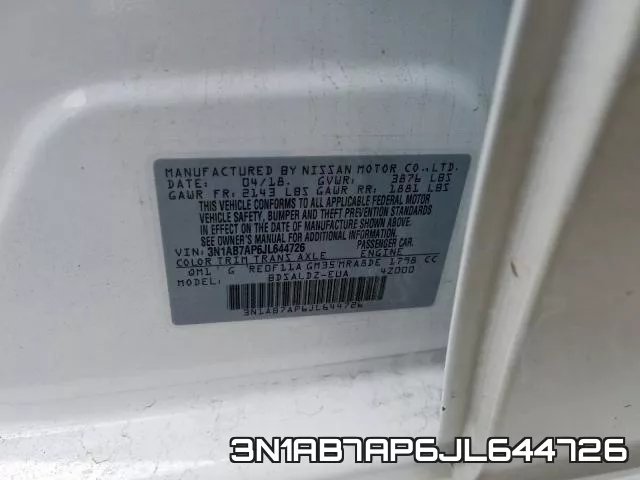 3N1AB7AP6JL644726 фото 2