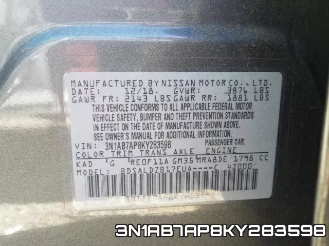 3N1AB7AP8KY283598 фото 2