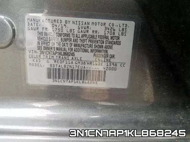 3N1CN7AP1KL868245 фото 2
