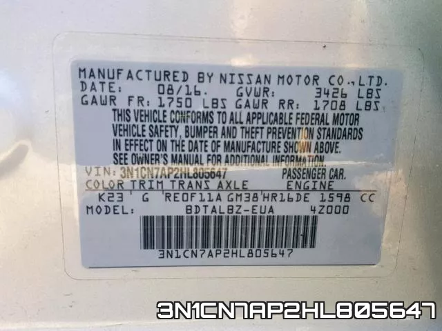 3N1CN7AP2HL805647 фото 2