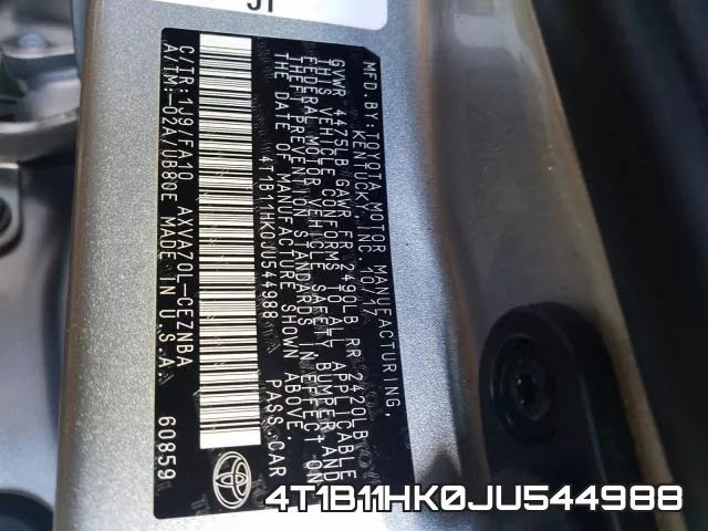 4T1B11HK0JU544988 фото 2