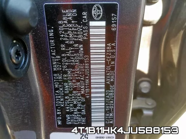 4T1B11HK4JU588153 фото 2