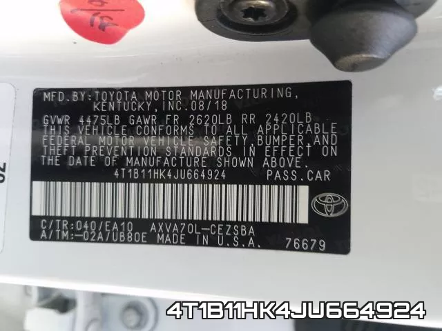 4T1B11HK4JU664924 фото 2