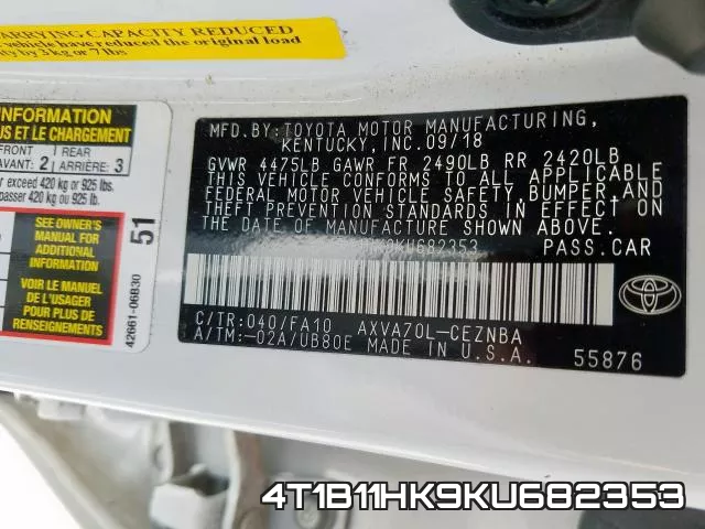 4T1B11HK9KU682353 фото 2