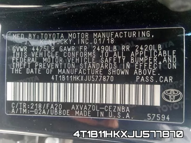 4T1B11HKXJU577870 фото 2