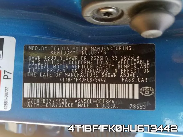 4T1BF1FK0HU673442 фото 2