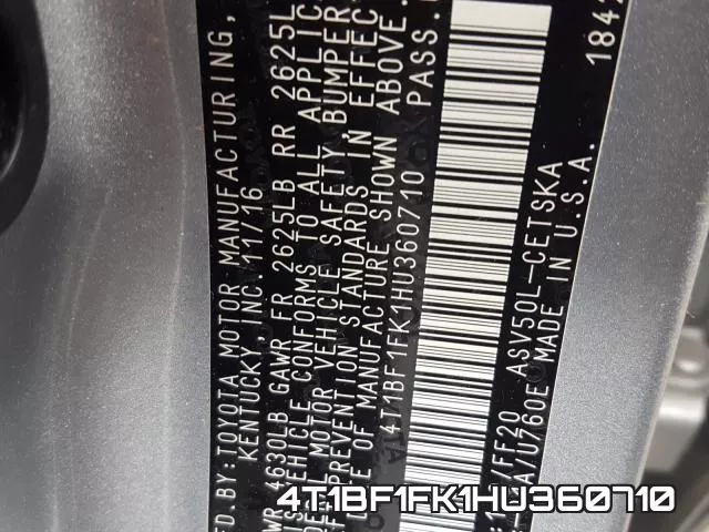 4T1BF1FK1HU360710 фото 2