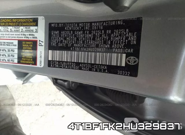 4T1BF1FK2HU329837 фото 10