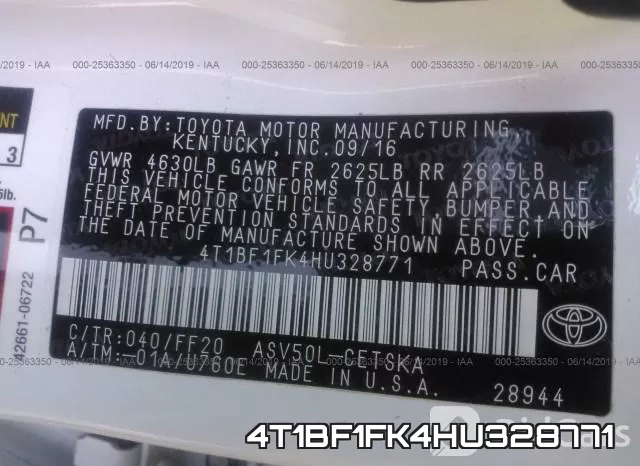 4T1BF1FK4HU328771 фото 10