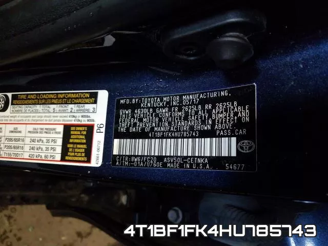4T1BF1FK4HU785743 фото 2