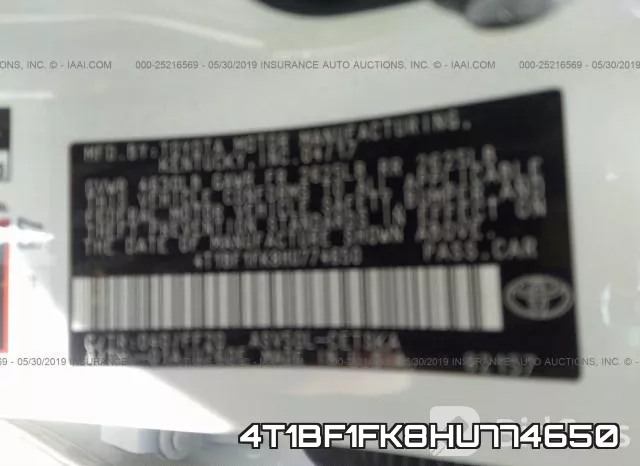 4T1BF1FK8HU774650 фото 10
