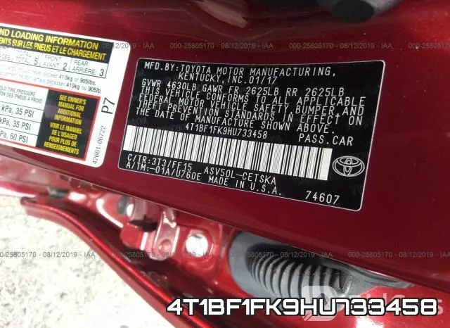 4T1BF1FK9HU733458 фото 10