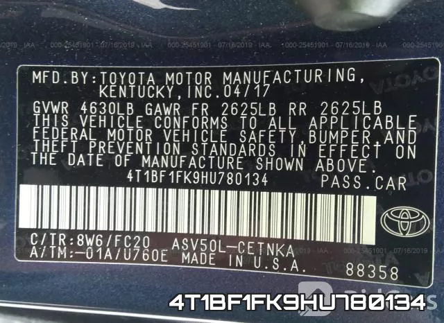 4T1BF1FK9HU780134 фото 10
