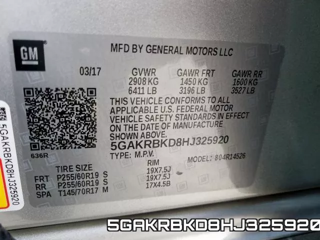 5GAKRBKD8HJ325920 фото 2