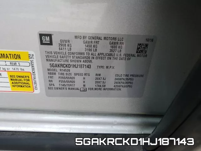 5GAKRCKD1HJ187143 фото 2
