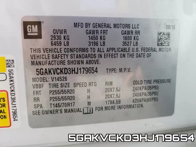 5GAKVCKD3HJ179654 фото 2