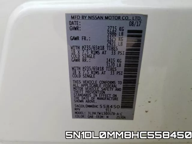 5N1DL0MM8HC558450 фото 2