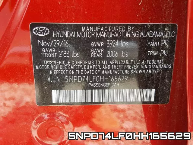 5NPD74LF0HH165629 фото 2