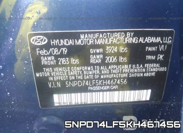 5NPD74LF5KH467456 фото 10