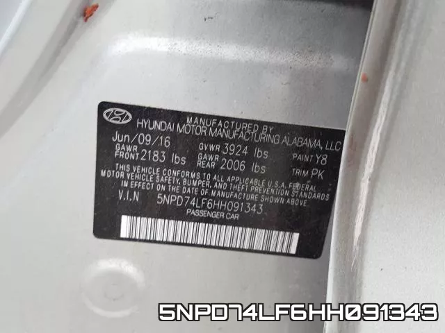 5NPD74LF6HH091343 фото 2