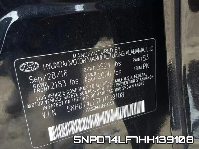 5NPD74LF7HH139108 фото 2