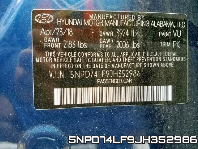 5NPD74LF9JH352986 фото 2