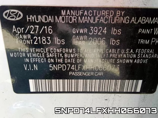 5NPD74LFXHH066073 фото 2