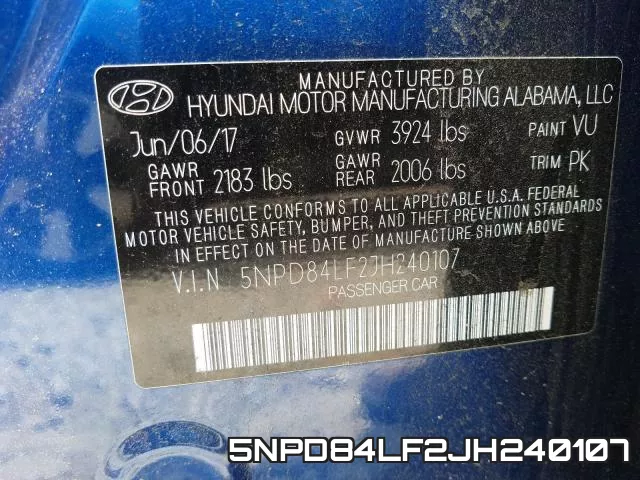 5NPD84LF2JH240107 фото 2