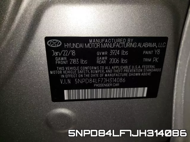 5NPD84LF7JH314086 фото 2