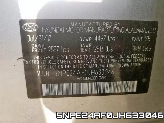 5NPE24AF0JH633046 фото 2