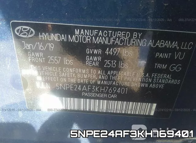 5NPE24AF3KH769401 фото 10