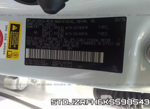 5TDJZRFH6KS598543 фото 10