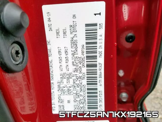 5TFCZ5AN7KX192165 фото 2