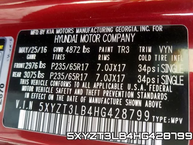 5XYZT3LB4HG428799 фото 2