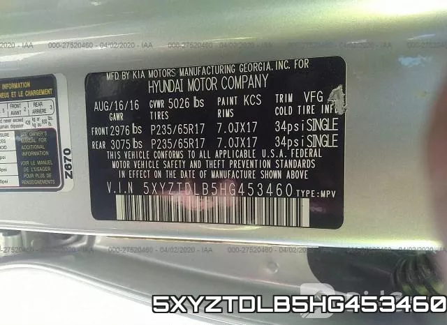 5XYZTDLB5HG453460 фото 10