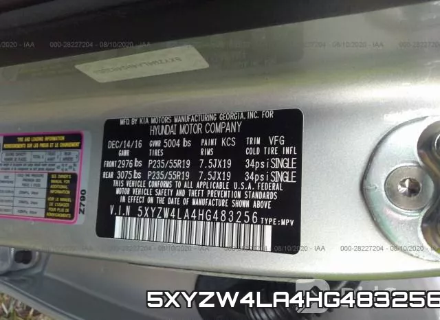5XYZW4LA4HG483256 фото 10