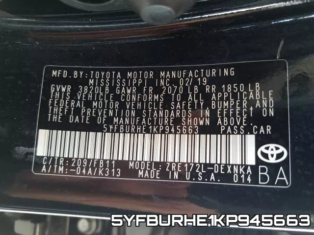 5YFBURHE1KP945663 фото 2