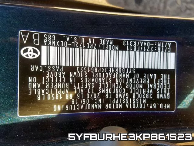 5YFBURHE3KP861523 фото 2
