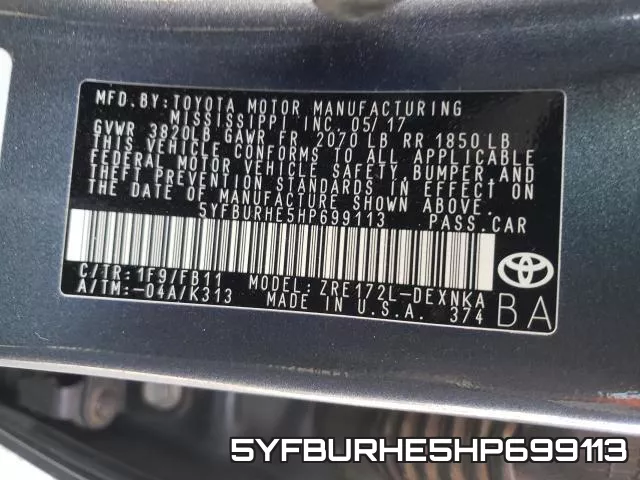 5YFBURHE5HP699113 фото 2