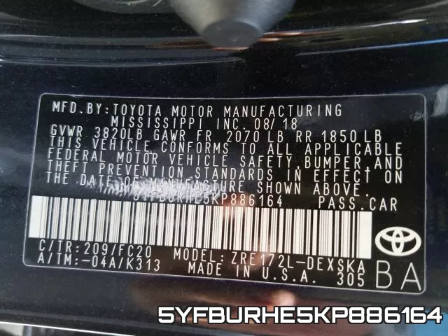 5YFBURHE5KP886164 фото 2