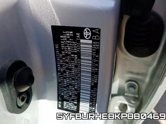 5YFBURHE8KP880469 фото 2