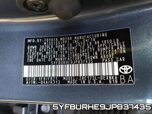 5YFBURHE9JP837435 фото 2