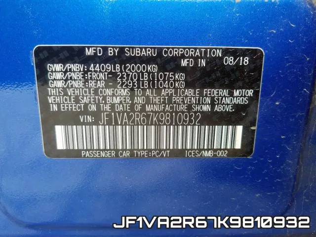 JF1VA2R67K9810932 фото 2