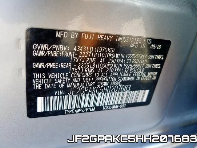 JF2GPAKC5HH207683 фото 2