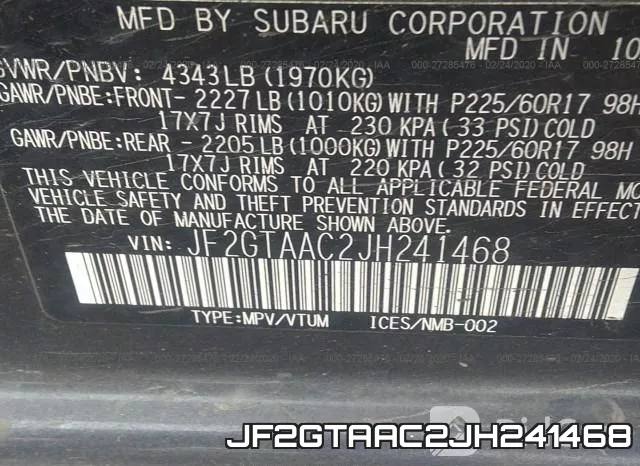 JF2GTAAC2JH241468 фото 10