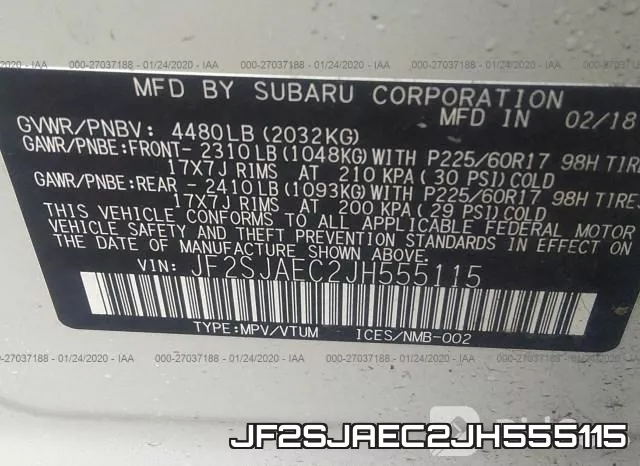 JF2SJAEC2JH555115 фото 10