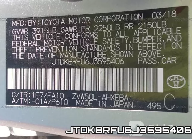 JTDKBRFU6J3595406 фото 10